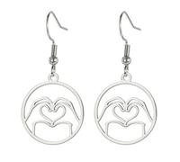 Je t'aime signe main symbole boucles d'oreilles ASL main signe boucles d'oreilles américain ASL langue bijoux interprète professeur cadeau (argent)