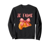 Je t'aime Un Croissant avec Un nœud Rose Mignon Aquarelle Graphique Sweatshirt