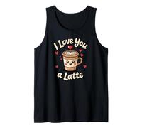 Je t'aime Un Latte, Joli Jeu de Mots au café Kawaii pour la Saint-Valentin Débardeur