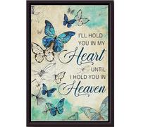 Je te garde dans mon cœur jusqu'au paradis - Affiche décorative murale - Cadeau pour les amoureux des papillons, les couples, les mariages, les pendaisons de crémaillère - Impression sur toile