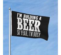 Je tiens une bière, alors oui ! Bannière « Je suis occup頻 90 x 150 cm, drapeau de bienvenue double face pour jardin, décoration murale colorée pour chambre d'étudiant.