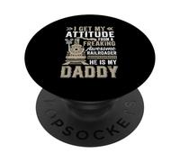 Je Tire Mon Attitude d'un cheminot Vraiment génial, il est M PopSockets PopGrip Adhésif