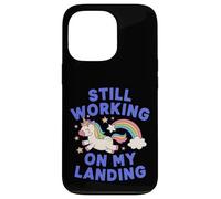 Je Travaille Toujours sur My Landing Unicorn Rainbow Funny Coque pour iPhone 13 Pro