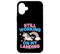 Je Travaille Toujours sur My Landing Unicorn Rainbow Funny Coque pour iPhone 16 Plus