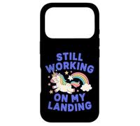 Je Travaille Toujours sur My Landing Unicorn Rainbow Funny Coque pour iPhone 17 Pro