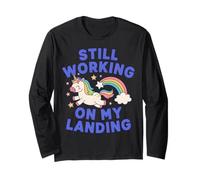 Je Travaille Toujours sur My Landing Unicorn Rainbow Funny Manche Longue