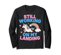 Je Travaille Toujours sur My Landing Unicorn Rainbow Funny Manche Longue
