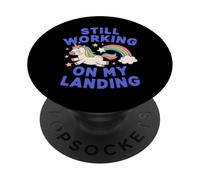 Je Travaille Toujours sur My Landing Unicorn Rainbow Funny PopSockets PopGrip Adhésif