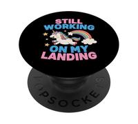 Je Travaille Toujours sur My Landing Unicorn Rainbow Funny PopSockets PopGrip Adhésif