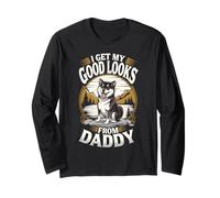 Je trouve ma belle apparence grâce à Daddy Black Shiba Inu Dog Lover Manche Longue
