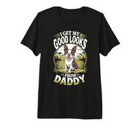 Je Trouve ma Belle Apparence grâce à Daddy Boston Terrier Dog Lover T-Shirt Haut de Gamme