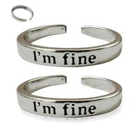 Je vais bien - bagues Save Me, bague Save Me personnalisée plaquée argent, bague ouverte réglable, cadeau de bijoux de couple gravé vintage minimaliste pour femmes, hommes (Argent,Réglable)