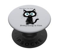 Je vais bien. C'est très bien. Tout va bien. Chat noir drôle PopSockets PopGrip Adhésif