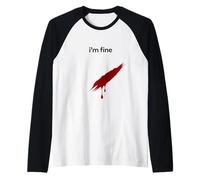 Je Vais Bien Tache De Sang Mème Horreur Minimal Manche Raglan