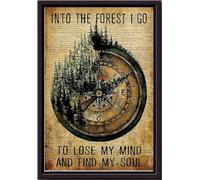 Je vais dans la forêt pour perdre la tête et retrouver mon âme. Affiche décorative murale, cadeau pour les amoureux de la randonnée, de la montagne, du camping, des clubs de nature et des voyages
