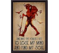 Je vais en forêt pour me perdre et retrouver mon âme. Affiche décorative murale sportive, cadeau pour les amoureux de la randonnée, de la montagne, du camping et de la nature. Impression sur