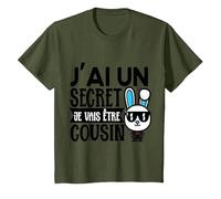 Je Vais Être Cousin Cadeau Annonce Grossesse Bientôt Cousin T-Shirt, Enfant, Olive, 12 Ans