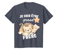Je Vais être Grand Frère 2026 Annoncer Une Grossesse Famille T-Shirt, Enfant, Bleu Chiné, 6 Ans