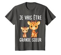Je Vais Être Grande Soeur Filles Drôle Girafe T-Shirt, Enfant, Asphalte, 3 Ans