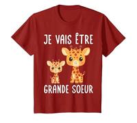 Je Vais Être Grande Soeur Filles Drôle Girafe T-Shirt, Enfant, Canneberge, 4 Ans