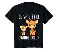 Je Vais Être Grande Soeur Filles Drôle Girafe T-Shirt, Enfant, Noir, 2 Ans