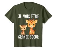 Je Vais Être Grande Soeur Filles Drôle Girafe T-Shirt, Enfant, Olive, 10 Ans