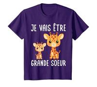 Je Vais Être Grande Soeur Filles Drôle Girafe T-Shirt, Enfant, Violet, 12 Ans