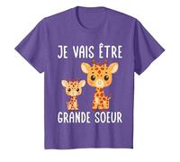 Je Vais Être Grande Soeur Filles Drôle Girafe T-Shirt, Enfant, Violet Chiné, 3 Ans