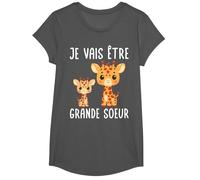 Je Vais Être Grande Soeur Filles Drôle Girafe T-Shirt, Fille, Asphalte, L