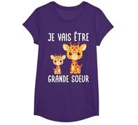 Je Vais Être Grande Soeur Filles Drôle Girafe T-Shirt, Fille, Violet, XS