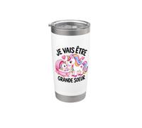 Je Vais Être Grande Soeur Licorne Annonce Grossesse Cadeau Gobelet isotherme en acier inoxydable double paroi