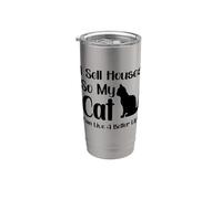 Je vends des maisons pour que mon chat puisse vivre une vie meilleure | Funny Realtor Gobelet isotherme en acier inoxydable double paroi