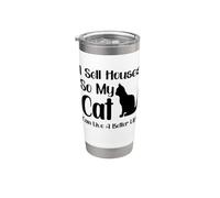 Je vends des maisons pour que mon chat puisse vivre une vie meilleure | Funny Realtor Gobelet isotherme en acier inoxydable double paroi