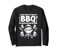 Je Veux Bien M'Occuper du BBQ Homme Humour Barbecue Manche Longue