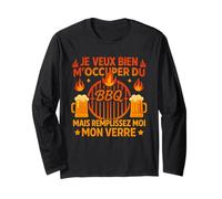 Je Veux Bien M'Occuper du BBQ Homme Humour Barbecue Manche Longue