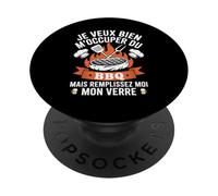 Je Veux Bien M'Occuper Du BBQ Homme Humour Barbecue PopSockets PopGrip Adhésif