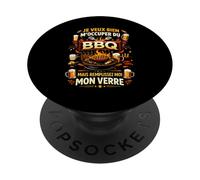 Je Veux Bien M'Occuper du BBQ Homme Humour Barbecue PopSockets PopGrip Adhésif