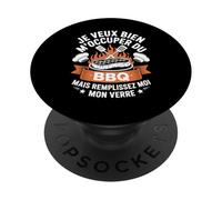 Je Veux Bien M'Occuper Du BBQ Homme Humour Barbecue PopSockets PopGrip Adhésif