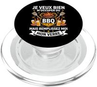 Je Veux Bien M'Occuper du BBQ Homme Humour Barbecue PopSockets PopGrip pour MagSafe