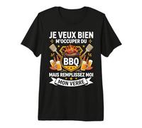Je Veux Bien M'Occuper du BBQ Homme Humour Barbecue T-Shirt Haut de Gamme