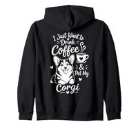 Je Veux Juste Boire Un café et caresser Mon Amoureux des Chiens Corgi Sweat à Capuche