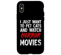 Je veux juste caresser des chats et regarder des films d'horreur pour Halloween Coque pour iPhone X/XS