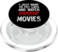 Je veux juste caresser des chats et regarder des films d'horreur pour Halloween PopSockets PopGrip pour MagSafe