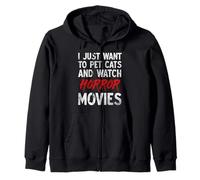 Je veux juste caresser des chats et regarder des films d'horreur pour Halloween Sweat à Capuche