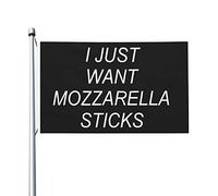 Je veux juste des bâtons de mozzarella drapeau double face unique décoration murale pour la maison, le jardin, la terrasse 3 x 5 pieds, je veux juste des bâtons de mozzarella tapisserie pour le salon