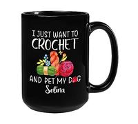Je Veux Juste Faire Du Crochet Et Caresser Mon Chien Tasse À Thé Céramique Mug Unique Tasse À Café Idée Cadeau Pour Bureau Collègue Pâques 330Ml