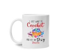 Je Veux Juste Faire Du Crochet Et Caresser Mon Chien Tasse À Thé Durable Tasse À Café Céramique Mug Cadeau Mignon Pour Bureau Anniversaire Noël 330Ml