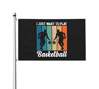 Je Veux Juste Jouer Au Basket Drapeaux De Jardin Durable Garden Flag Avec Œillets Drapeau De Jardin Pour Pelouse Intérieure Extérieure 90X150 Cm