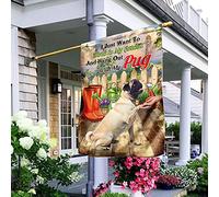 Je Veux Juste Travailler Dans Mon Jardin Et Passer Du Temps Avec Mon Carlin Jardin Signe Drapeau De Décoration Drôle Drapeau De Jardin Décoration Pour Porche Maison Extérieure S