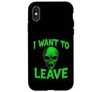 Je Veux Quitter Alien - Vintage Creepy Alien UFO Lover Coque pour iPhone X/XS